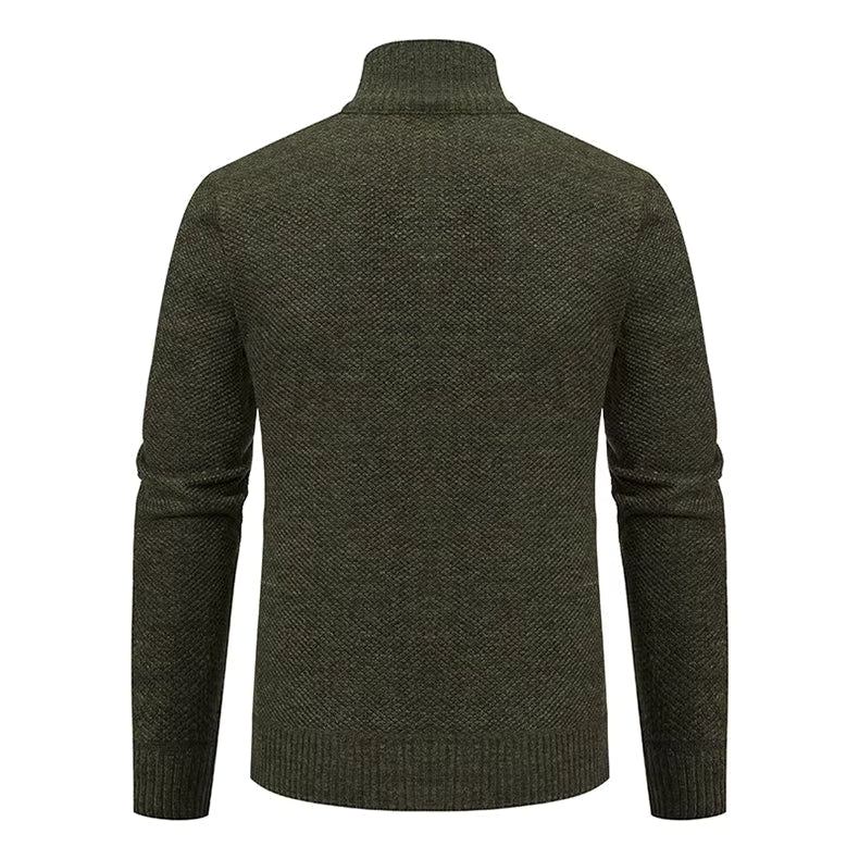 Anders | Men's Full-Zip Mock Neck Textured Knit Cardigan Sweater