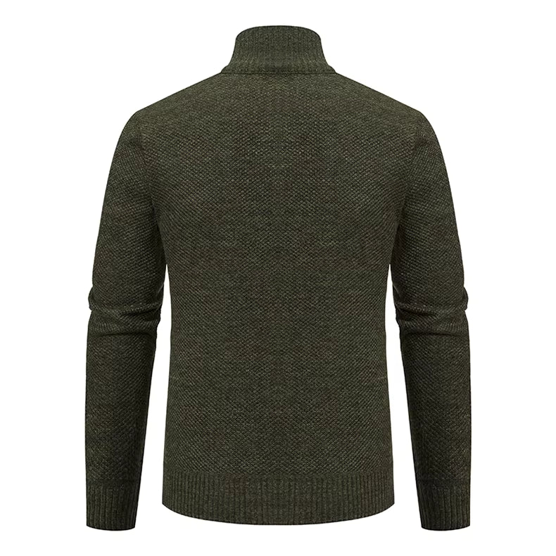 Anders | Men's Full-Zip Mock Neck Textured Knit Cardigan Sweater