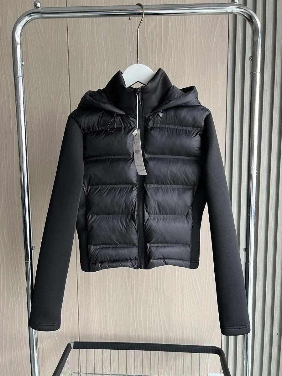 Ashley | Women's Lightweight Hooded Quilted Black Cropped Puffer Jacket