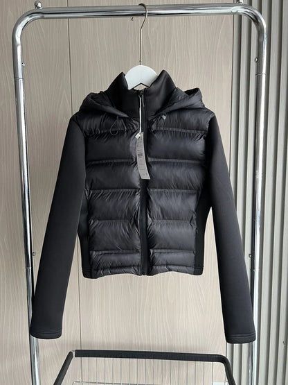 Ashley | Women's Lightweight Hooded Quilted Black Cropped Puffer Jacket