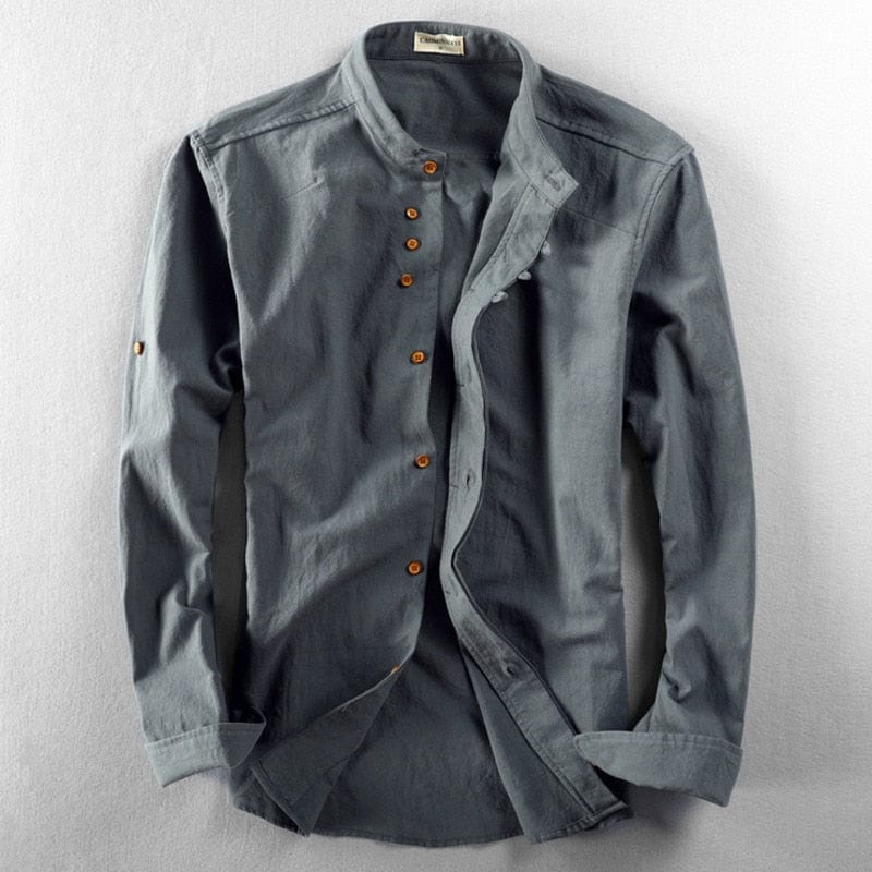 Callum | Men's Stand Collar Button Up Long Sleeve Shirt