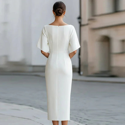 Matilda | Women's Formal Boat Neck Half Sleeve Bodycon Midi Cocktail Dress