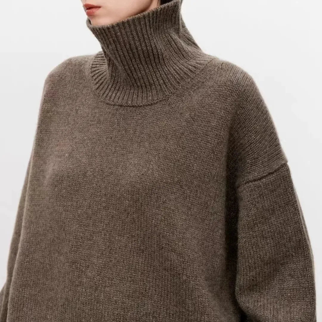 Antonia | Women's Oversized Drop Shoulder Ribbed Knit Turtleneck Sweater