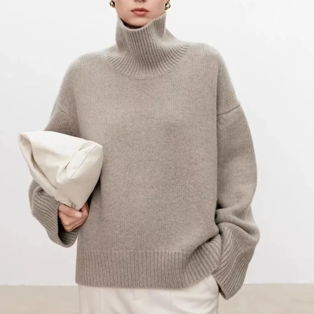 Antonia | Women's Oversized Drop Shoulder Ribbed Knit Turtleneck Sweater