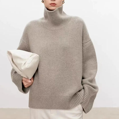 Antonia | Women's Oversized Drop Shoulder Ribbed Knit Turtleneck Sweater