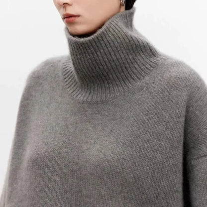 Antonia | Women's Oversized Drop Shoulder Ribbed Knit Turtleneck Sweater