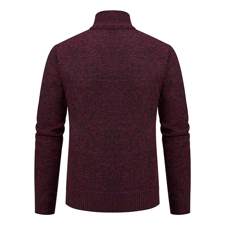 Anders | Men's Full-Zip Mock Neck Textured Knit Cardigan Sweater