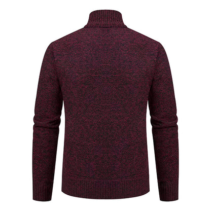 Anders | Men's Full-Zip Mock Neck Textured Knit Cardigan Sweater