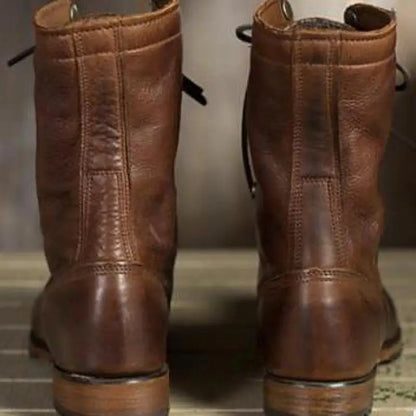 Annie | Women's Lace-Up Fold-Over Round Toe Low Heel Boot