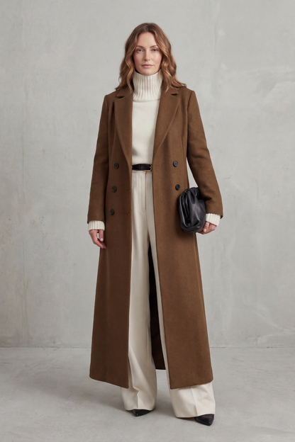 Eudora | Women's Double Breasted Tailored Maxi Long Coat