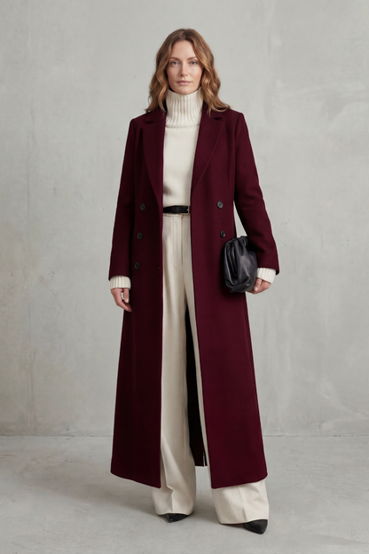 Eudora | Women's Double Breasted Tailored Maxi Long Coat