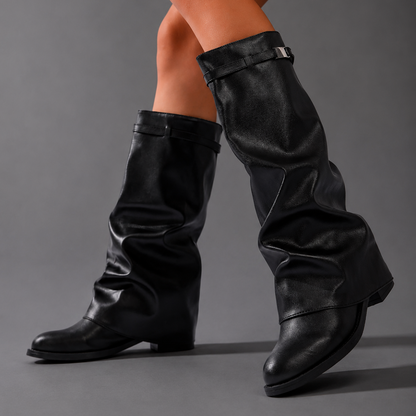 Aveline | Women's Low Block Heel Knee High Slouch Boot