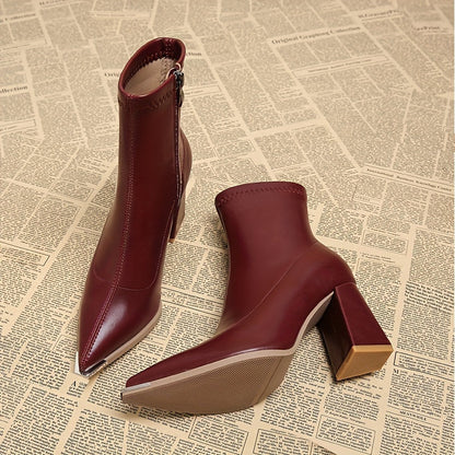 Josephine | Women's Pointed-Toe Block Heel Side-Zip Ankle Boot
