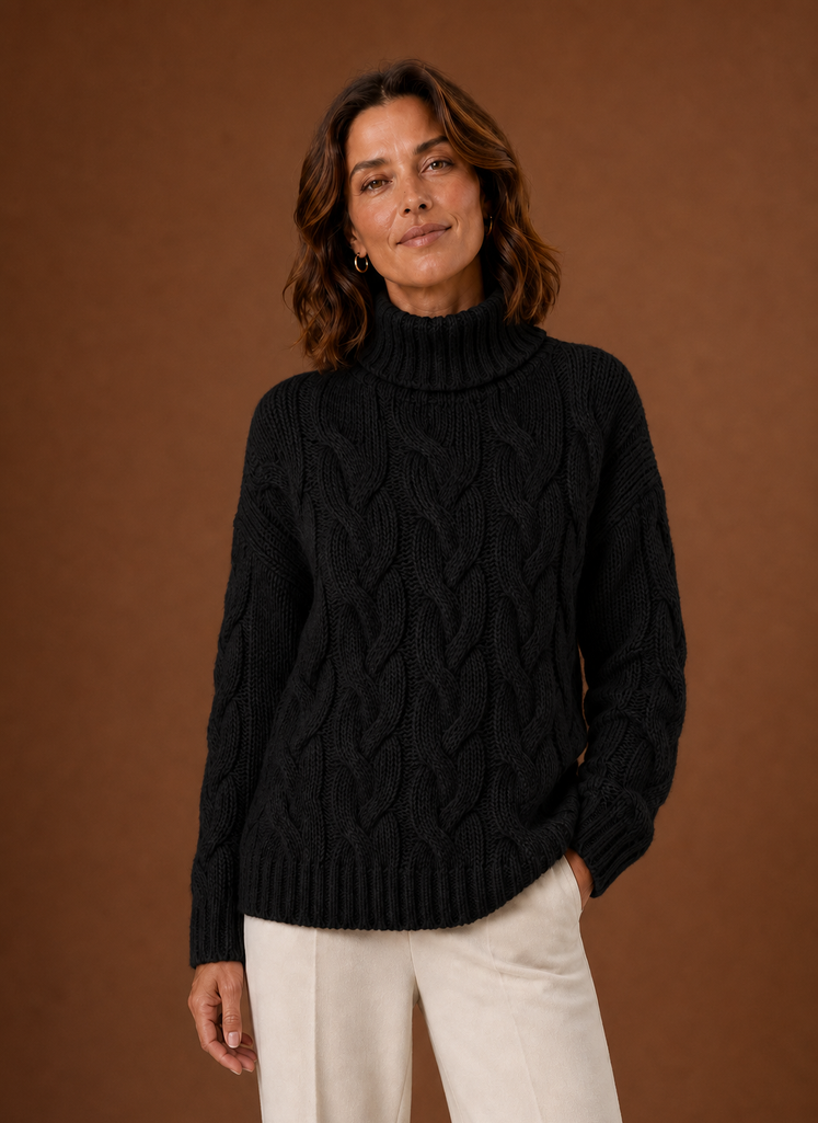Loewen | Women's Cable Knit Roll Neck Chunky Knit Jumper