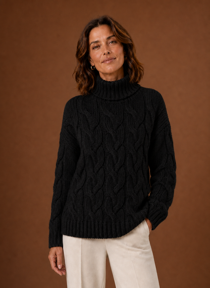 Loewen | Women's Cable Knit Roll Neck Chunky Knit Jumper