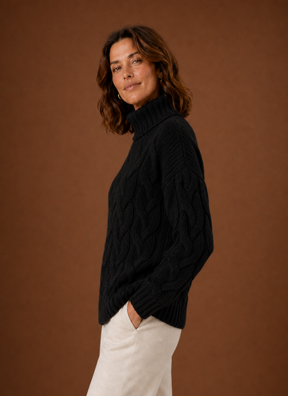 Loewen | Women's Cable Knit Roll Neck Chunky Knit Jumper
