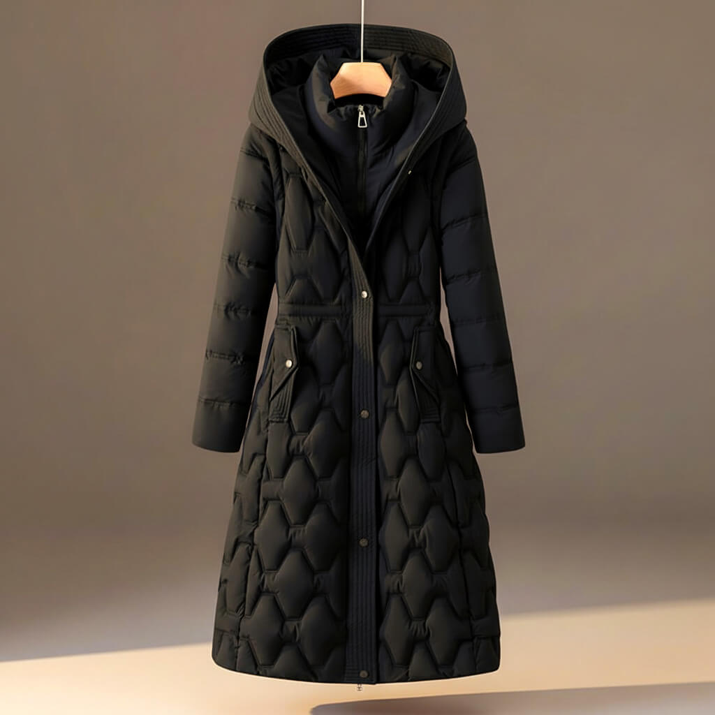 Lauren | Women's Long Quilted Hooded Winter Puffer Coat