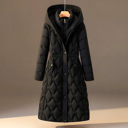 Lauren | Women's Long Quilted Hooded Winter Puffer Coat