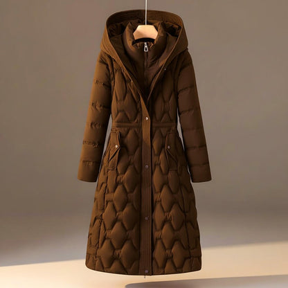 Lauren | Women's Long Quilted Hooded Winter Puffer Coat