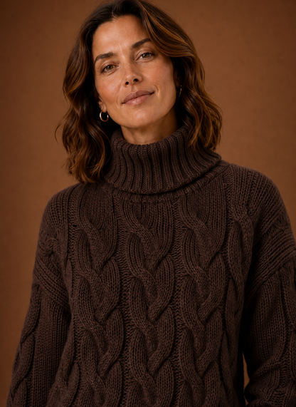 Loewen | Women's Cable Knit Roll Neck Chunky Knit Jumper