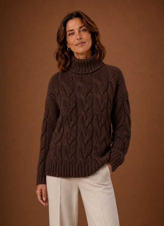 Loewen | Women's Cable Knit Roll Neck Chunky Knit Jumper