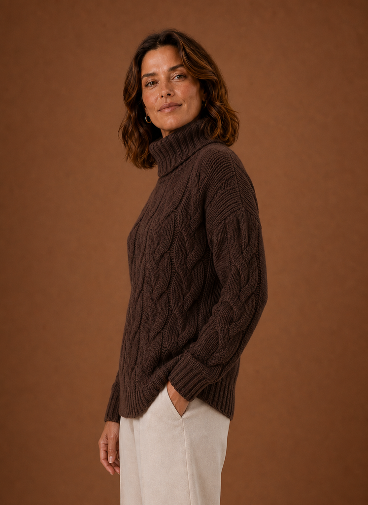 Loewen | Women's Cable Knit Roll Neck Chunky Knit Jumper