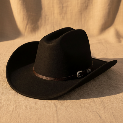 Classic Wide Brim Cowboy Hats with Belt Buckle Band