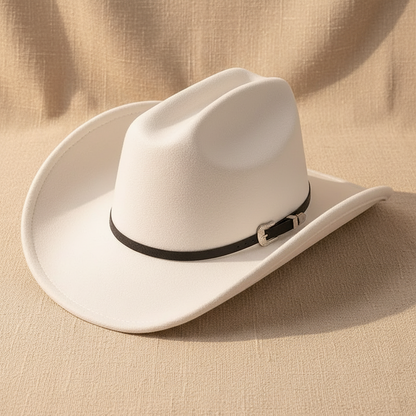 Classic Wide Brim Cowboy Hats with Belt Buckle Band