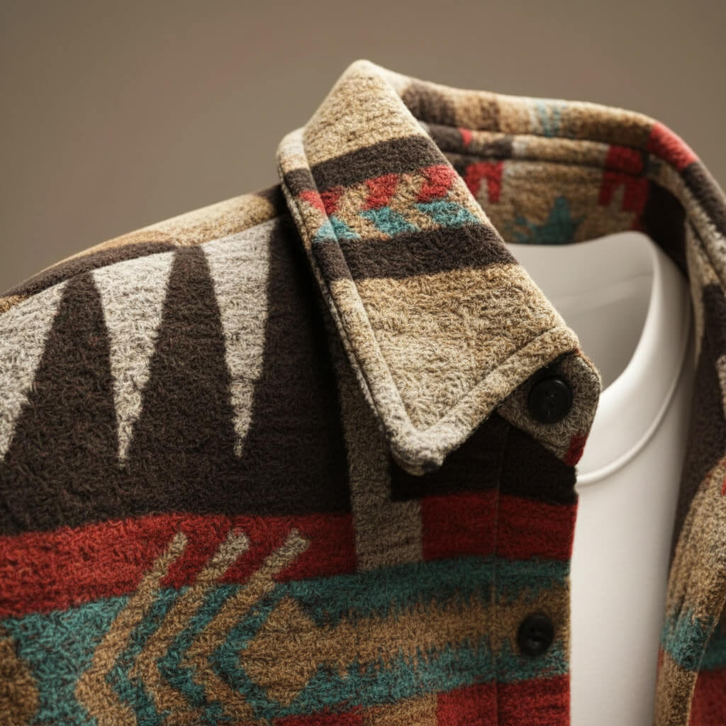 Marcus | Men's Geometric Wool Blend Casual Winter Shirt Jacket