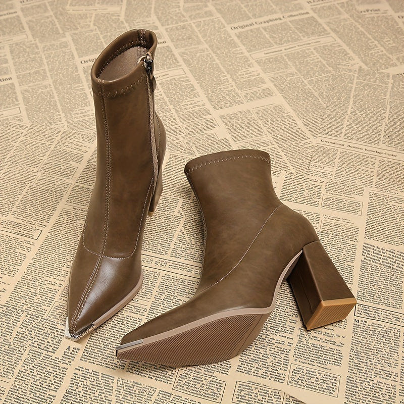 Josephine | Women's Pointed-Toe Block Heel Side-Zip Ankle Boot