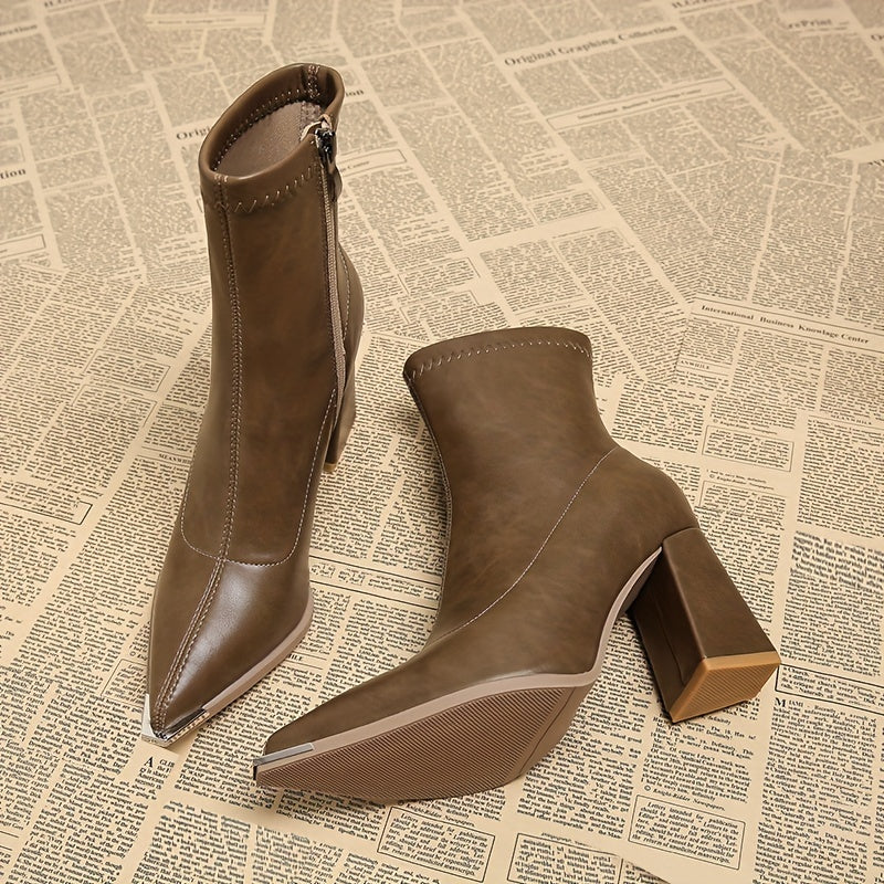 Josephine | Women's Pointed-Toe Block Heel Side-Zip Ankle Boot