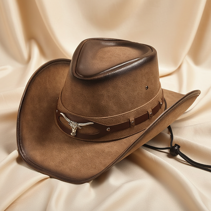 Suede Western Cowboy Hats with Metal Buckle Band