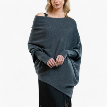 Maren | Women's Oversized Off-the-Shoulder Long Sleeve Knit Pullover Sweater
