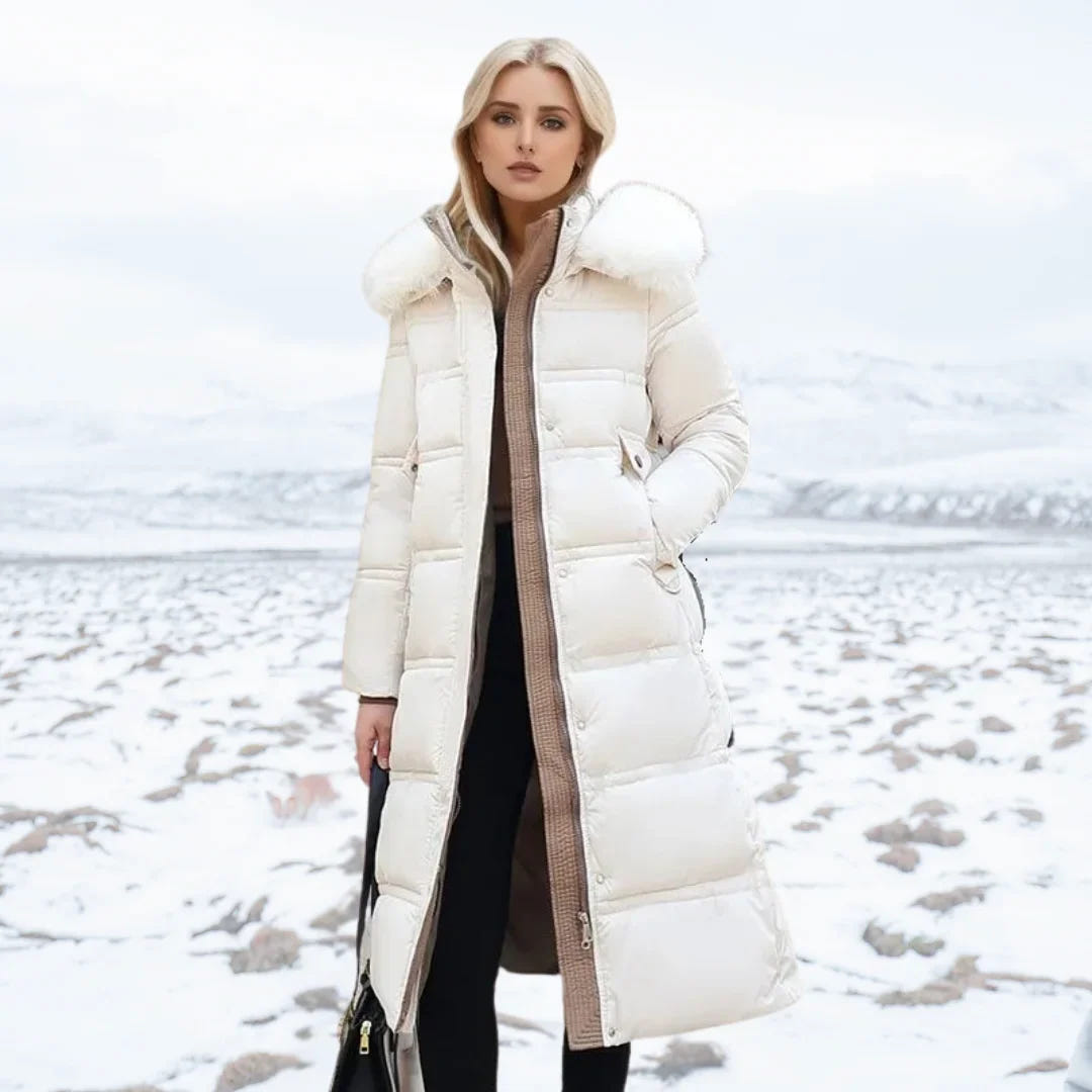 Edna | Women's Warm Fur Hood Quilted Puffer Long Winter Coat
