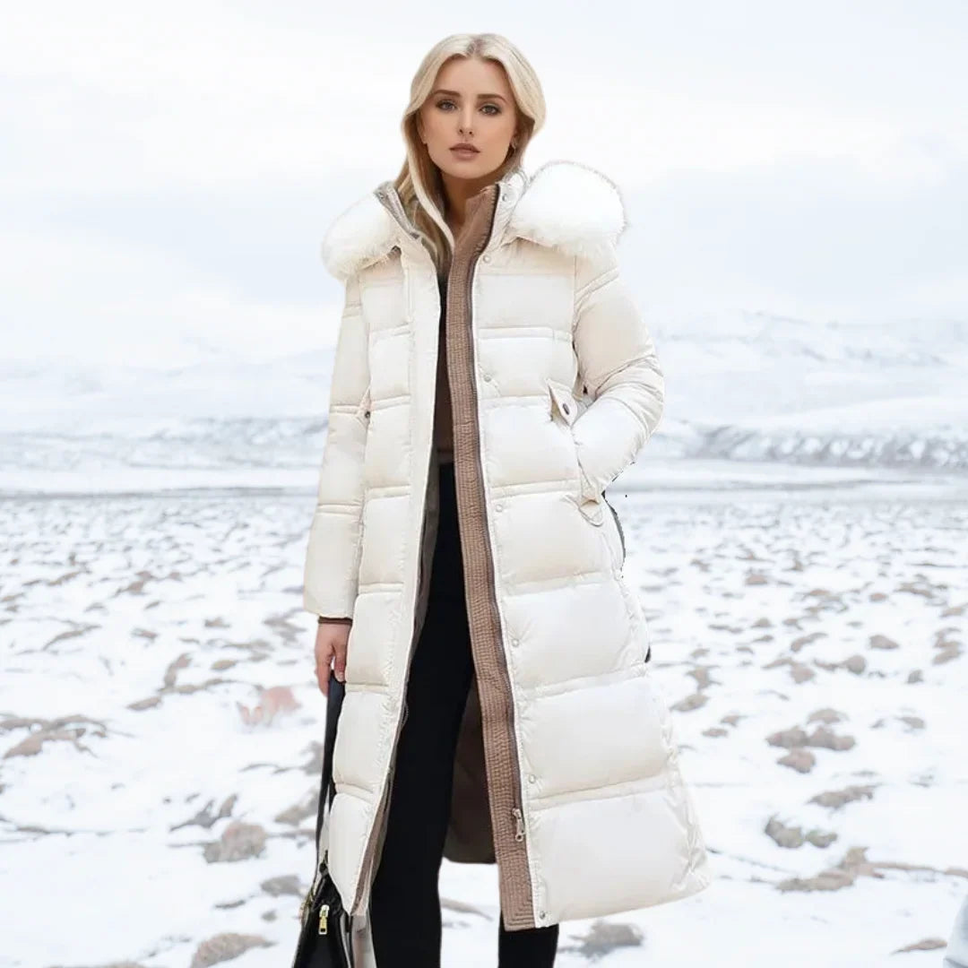 Edna | Women's Warm Fur Hood Quilted Puffer Long Winter Coat