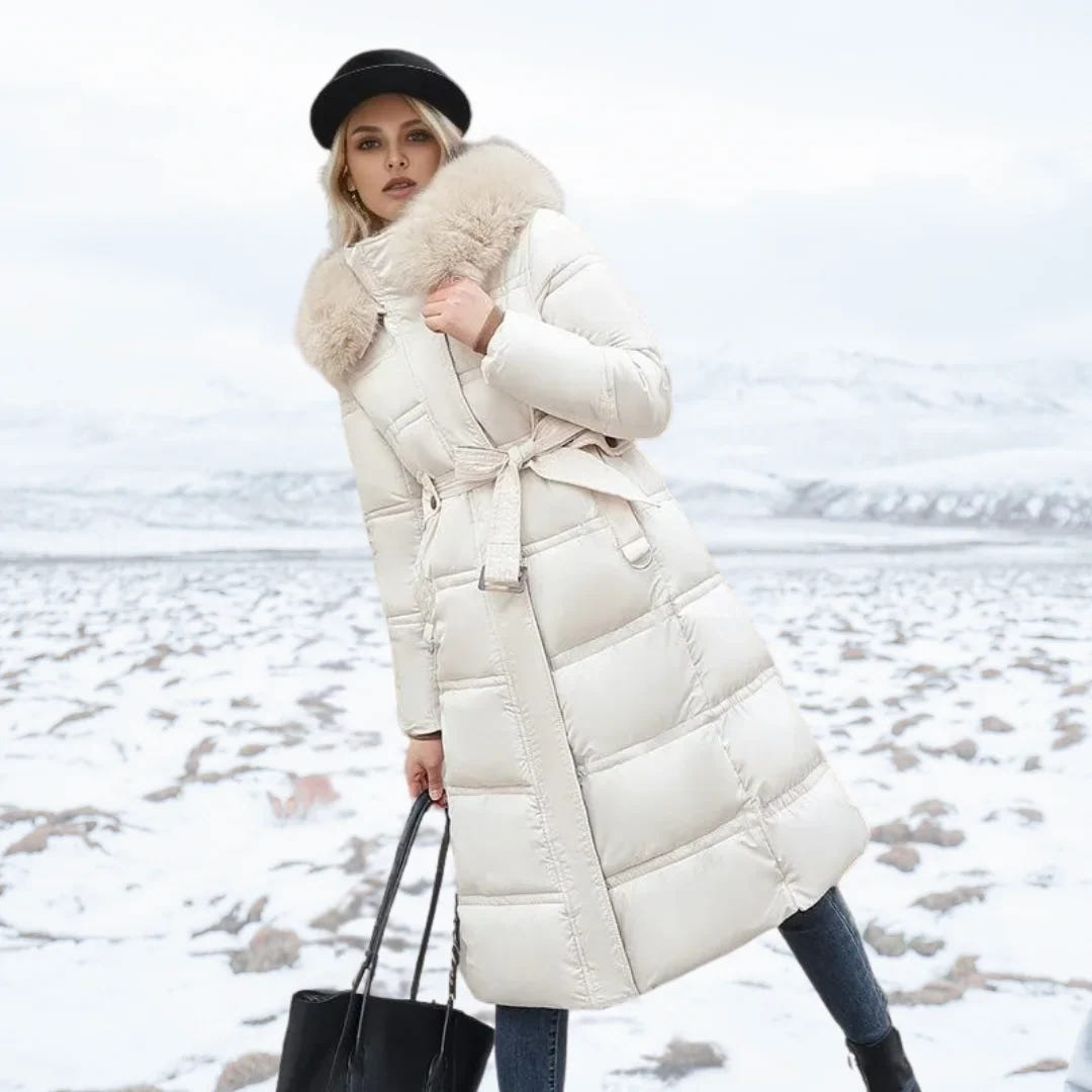 Edna | Women's Warm Fur Hood Quilted Puffer Long Winter Coat