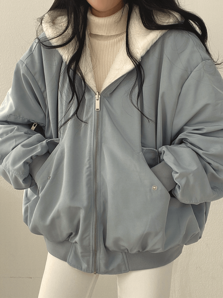 Linnea | Women's Oversized Sherpa-Lined Zip-Up Bomber Jacket