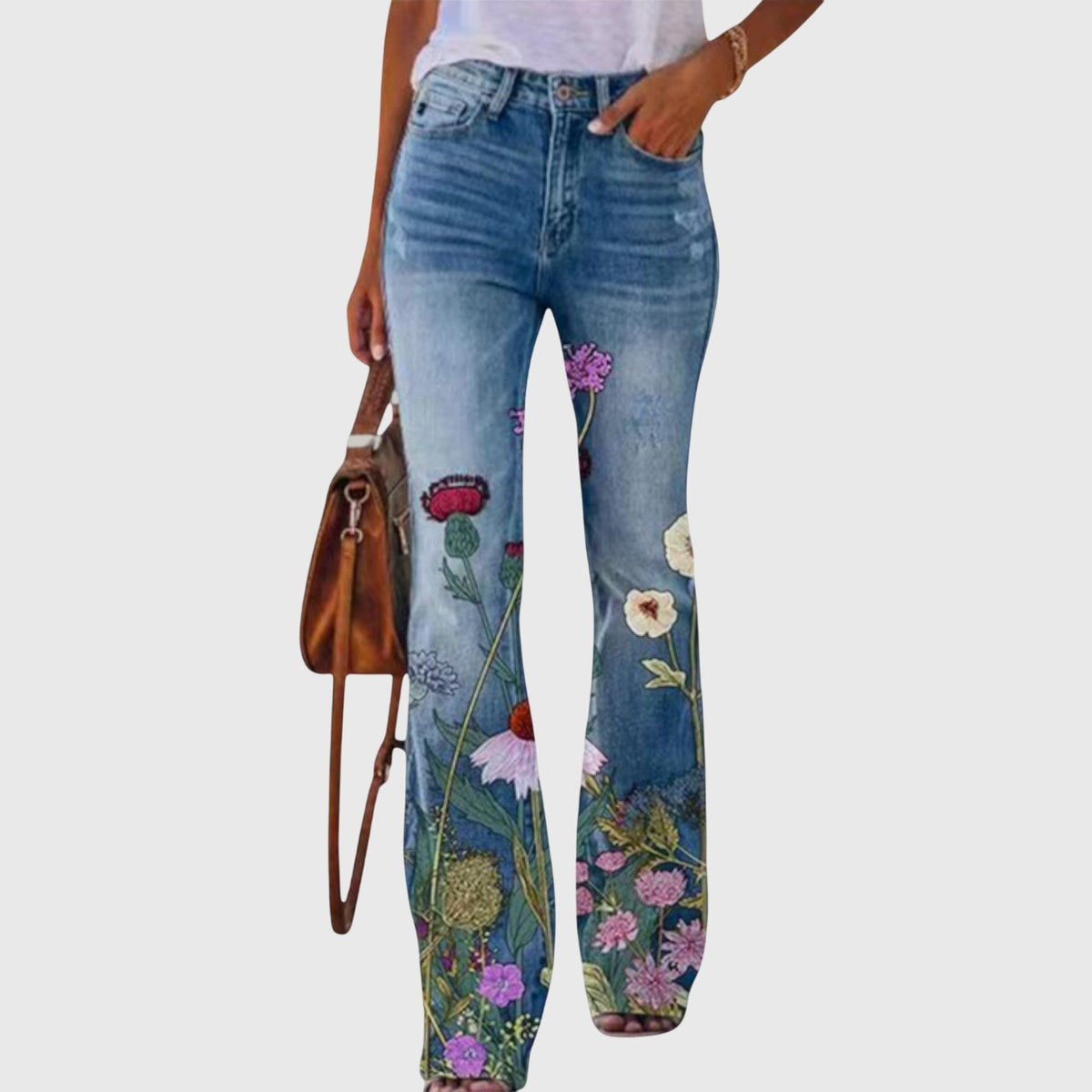 Marielle | Women's High Waisted Floral Bootcut Trousers