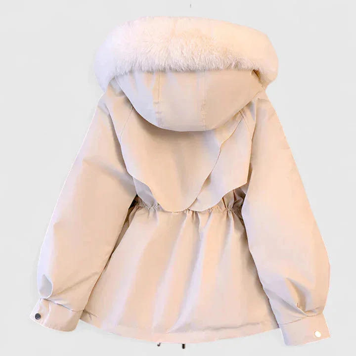 Dolores | Women's Hooded Drawstring Waist Faux Fur Trim Winter Parka Jacket