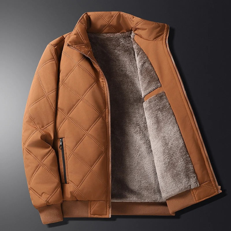 Boreas | Men's Diamond Quilted Fleece-Lined Stand Collar Winter Jacket