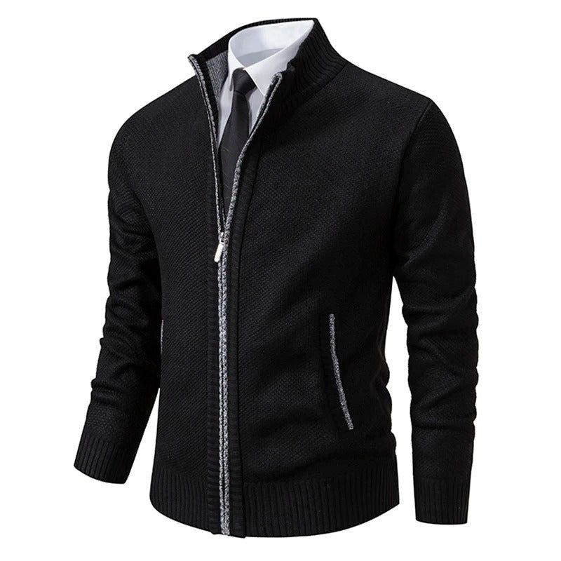Anders | Men's Full-Zip Mock Neck Textured Knit Cardigan Sweater