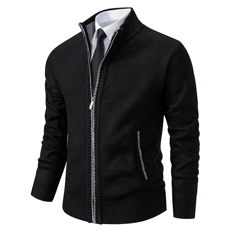 Anders | Men's Full-Zip Mock Neck Textured Knit Cardigan Sweater