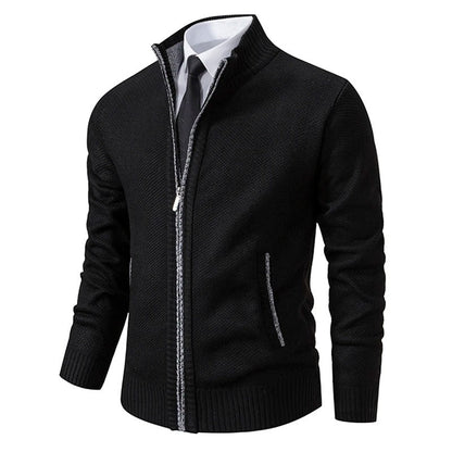 Anders | Men's Full-Zip Mock Neck Textured Knit Cardigan Sweater