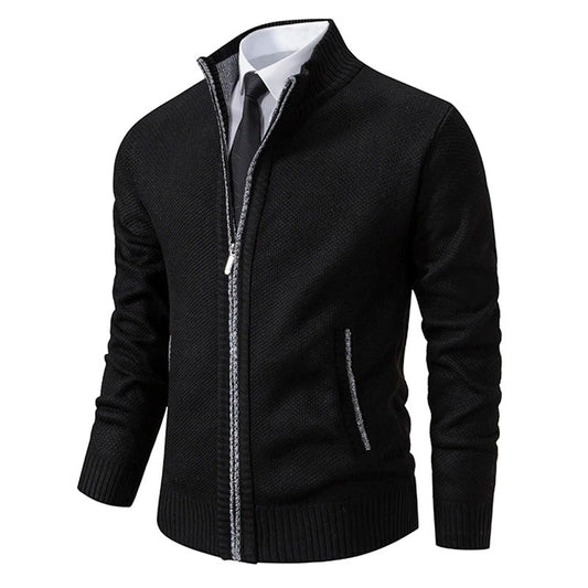 Anders | Men's Full-Zip Mock Neck Textured Knit Cardigan Sweater