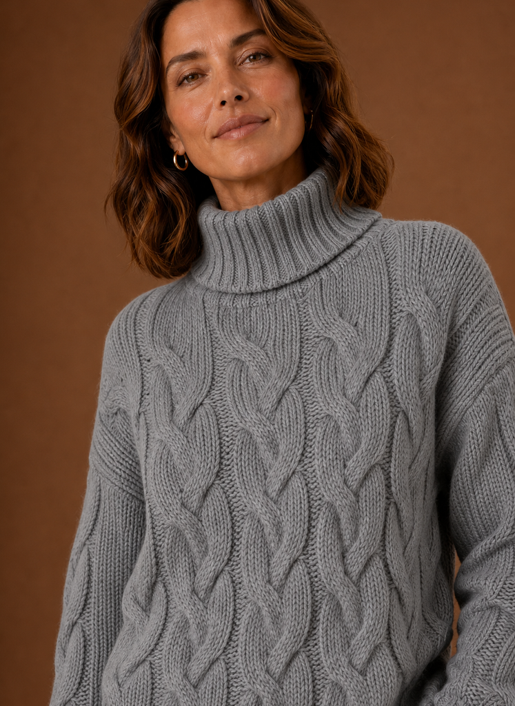 Loewen | Women's Cable Knit Roll Neck Chunky Knit Jumper