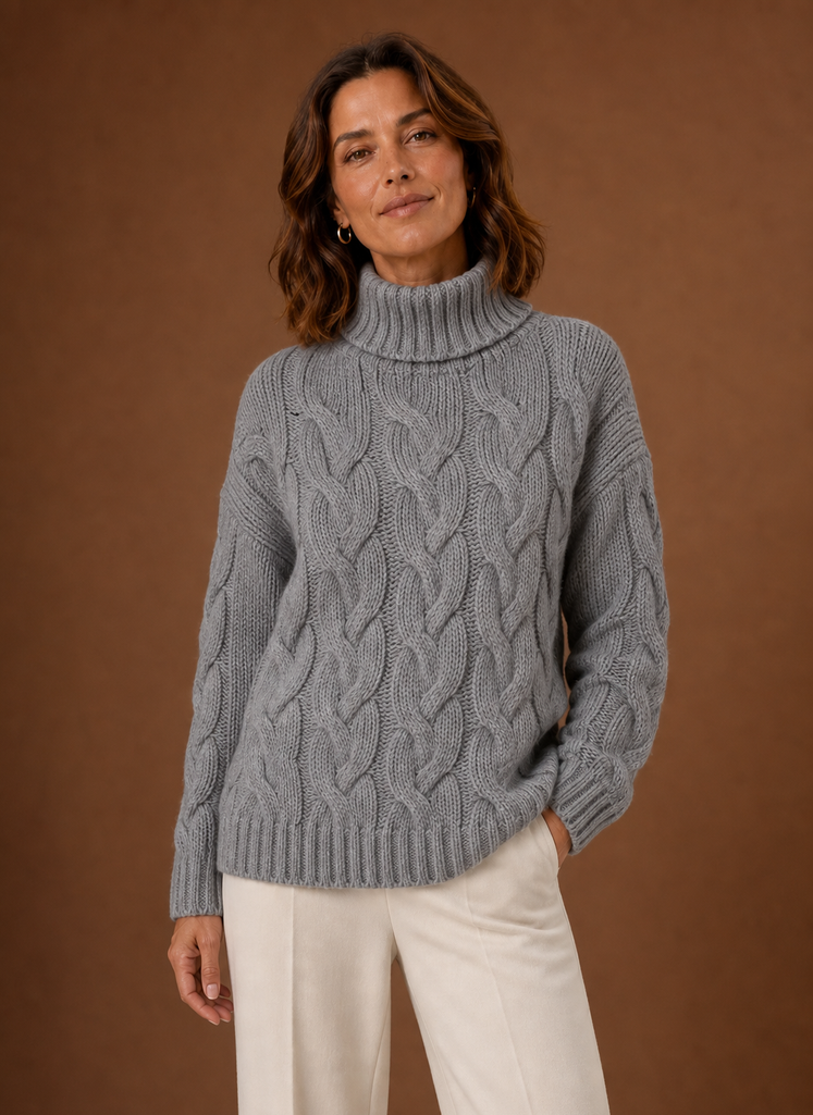 Loewen | Women's Cable Knit Roll Neck Chunky Knit Jumper