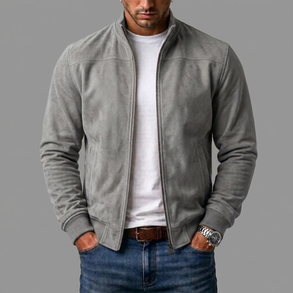 Byron | Men's Casual Stand Collar Zip-Up Suede Bomber Jacket