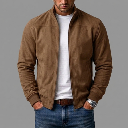 Byron | Men's Casual Stand Collar Zip-Up Suede Bomber Jacket