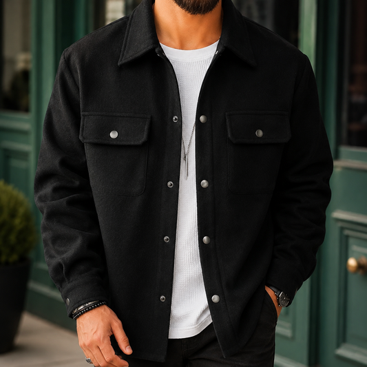 Clive | Men's Casual Brushed Snap Front Shirt Jacket