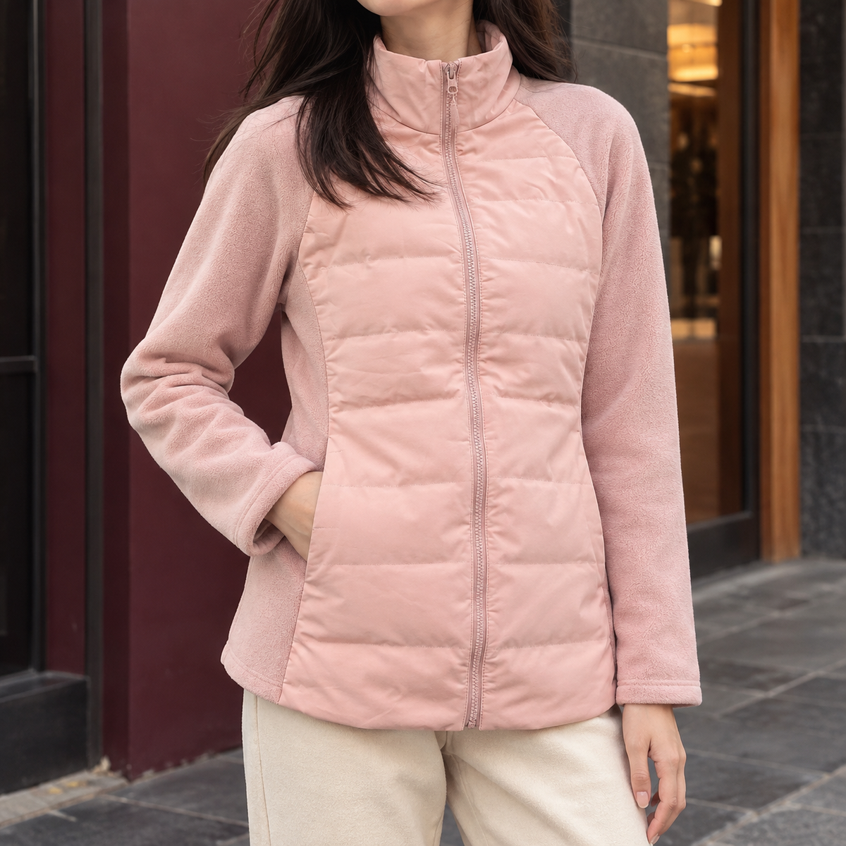 Danielle | Women's Lightweight Puffer Hybrid Stand Collar Quilted Jacket